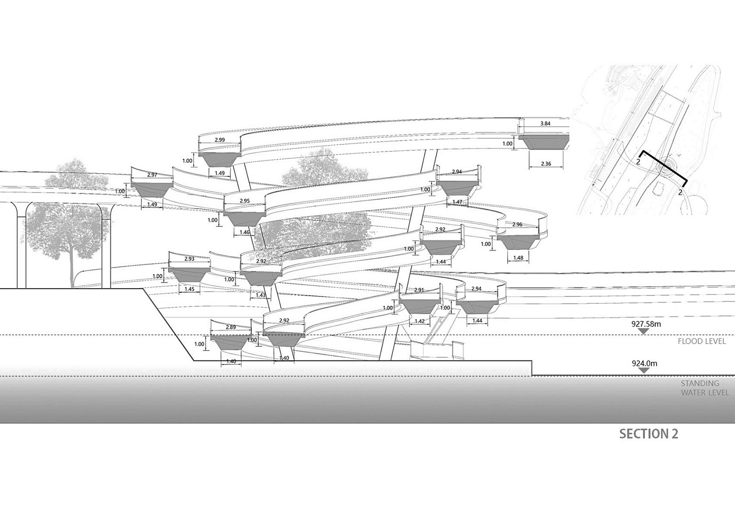 Архитектурное бюро ZZHK Architects завершило строительство моста со спиральной смотровой площадкой в Китае